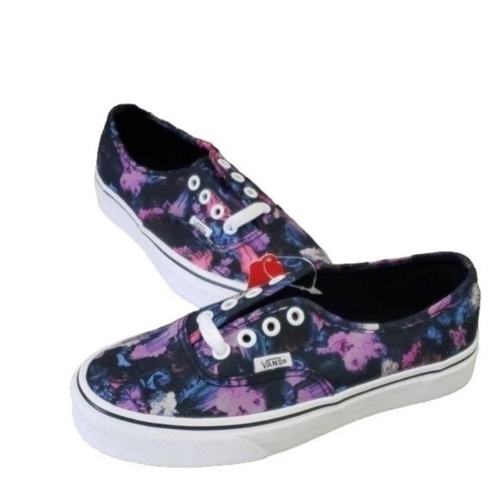 New VANS Authentic Warped Floral Black Purple Pink Blue Sneakers